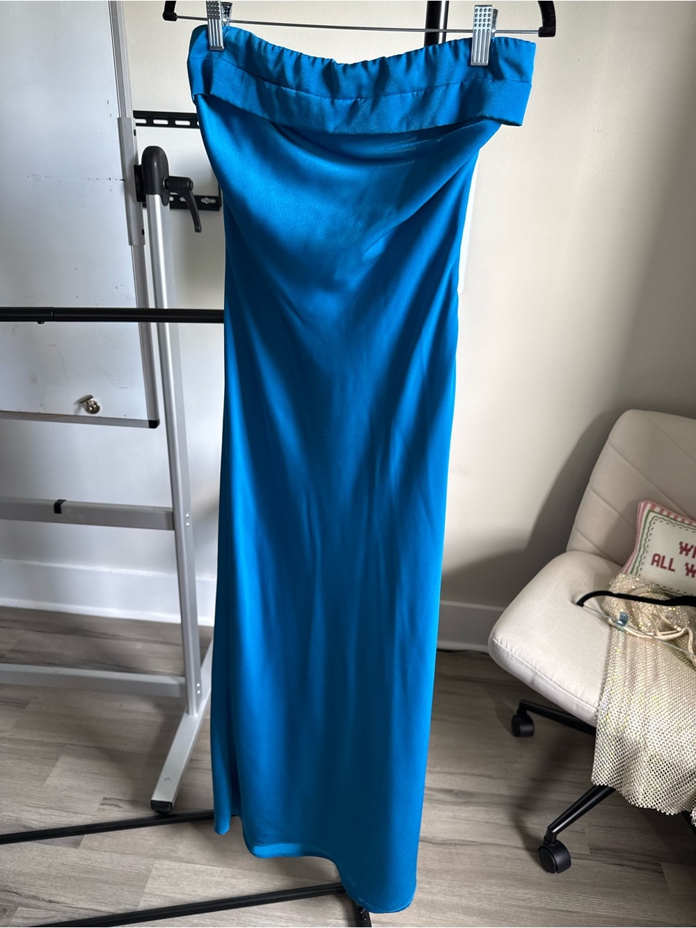 Strapless Blue Maxi Dress
